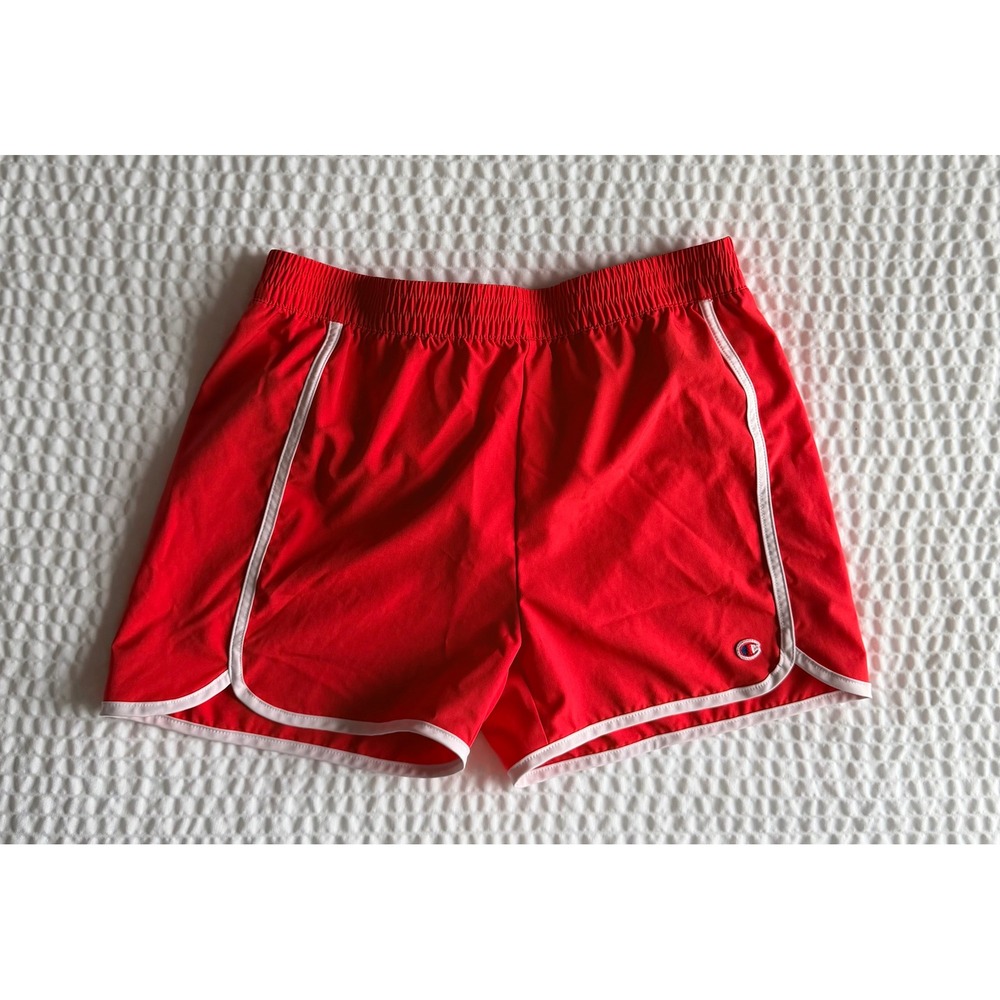 Champion Kids XL 16 Red Athletic Running Shorts White Piping Built In Brief